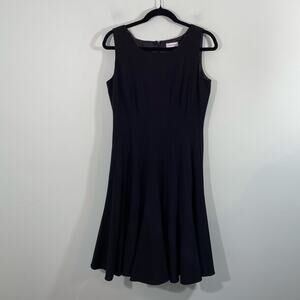 Calvin Klein Women Black Sleeveless Panels Fit & Flare Dress Size 8